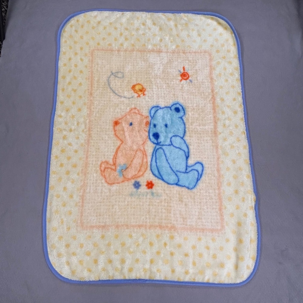 Vintage 90s Child of Mine Plush Teddy Bear Toddler Blanket Fleece 31x44 Carter's